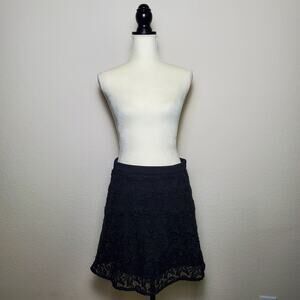 Loft Black Lace Ponte Skirt Small